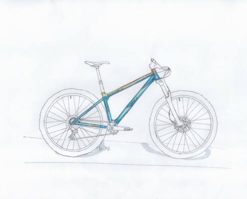 design study of an enduro hardtail (colour: blue)