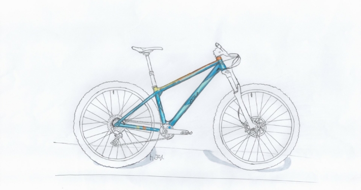 design study of an enduro hardtail (colour: blue)