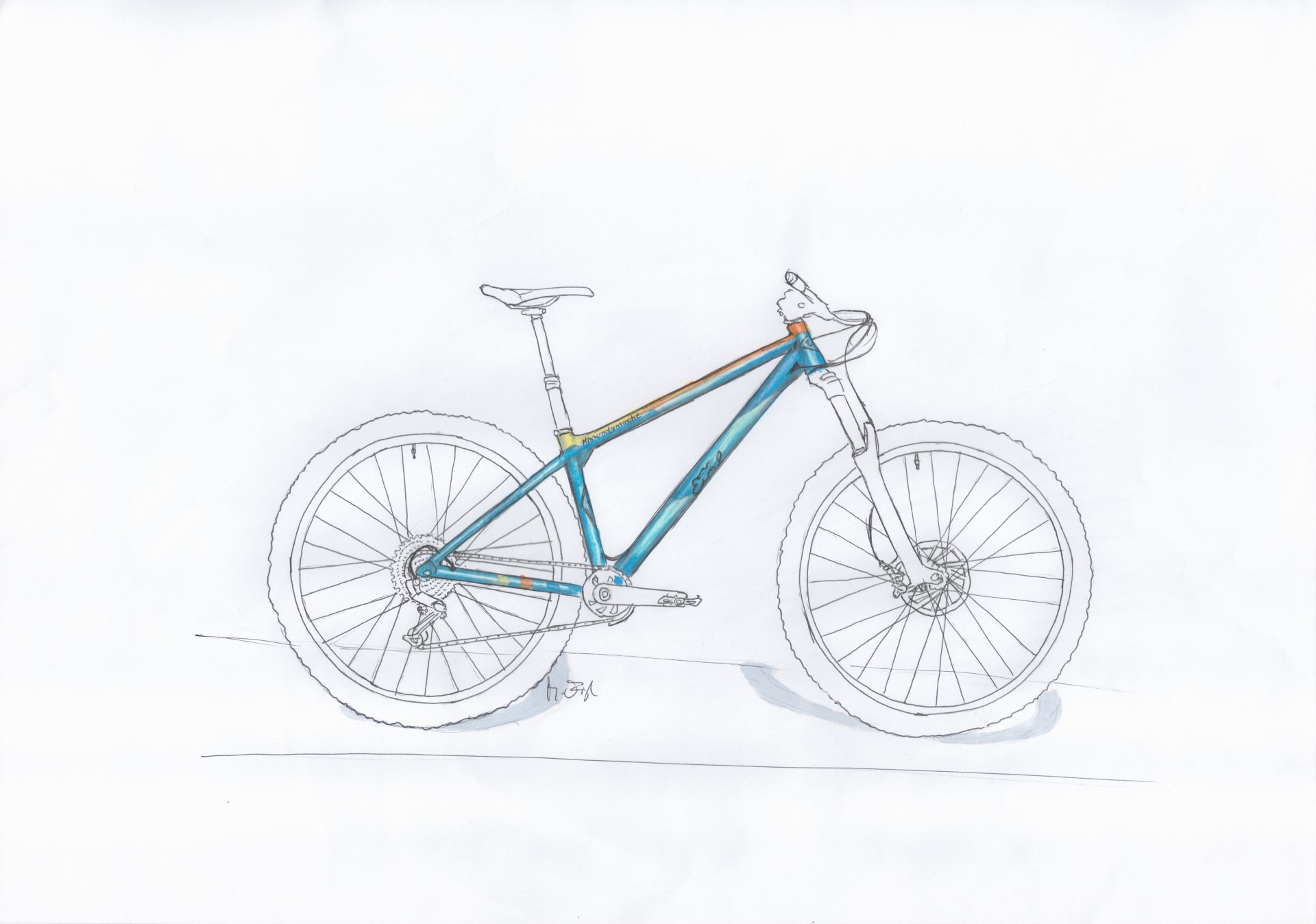 design study of an enduro hardtail (colour: blue)