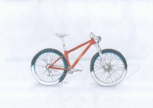 design study of an enduro hardtail (colour: orange)