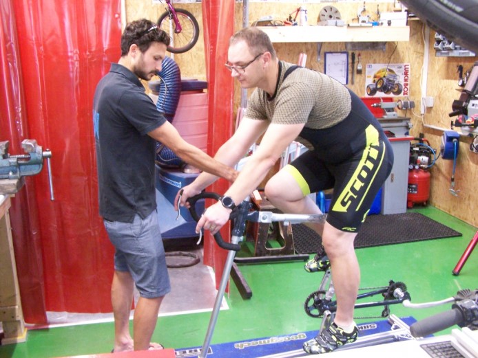 fitting bike session with with our client and a physiotherapist